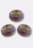 6x9mm Opaque Lilac Picasso Czech Faceted Puffy Rondelles x6