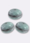 6x9mm Light Turquoise Czech Faceted Puffy Rondelles x6