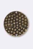 24mm Antiqued Brass Plated Hammered Sequin Spacer Beads x2