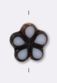 17mm Czech Glass Flat Flower Bead White x1