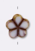 17mm Czech Glass Flat Flower Bead Beige x1