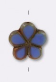 17mm Czech Glass Flat Flower Bead Blue Sky x1