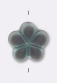 17mm Czech Glass Flat Flower Bead Grey Blue x1