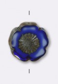 16mm Czech Glass Hawaï Flower Bead Blue x1