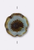 16mm Czech Glass Hawaï Flower Bead Turquoise x1