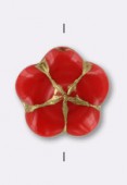 14mm Czech Glass Cushion Flower Bead Coral x1