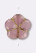 14mm Czech Glass Cushion Flower Bead Antic Pink x1