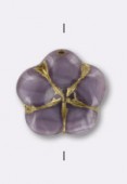 14mm Czech Glass Cushion Flower Bead Lilac x1
