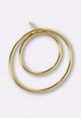 .925 Sterling Silver - Gold Plate 24 K Double Ring Earrings 20mm x1