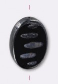 26x15mm Czech Flat smooth Oval Black Hematite x1