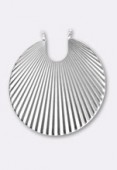 Silver Plated Fan Stamping Charms Pendant 45 mm x1