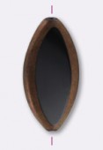 36x18 mm Czech Table Cut Navette Bead  Black Bronze x1