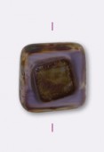 14x14 mm Czech Table Cut Square Bead Purplet x1