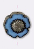 16 mm Czech Druk Beads, Hawaiian Flower Blue Sky x1