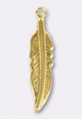 20x4mm Gold Plated Feather Charms x1