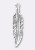 20x4mm Silver Plated Feather Charms x1