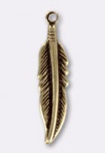 20x4mm Antiqued Brass Feather Charms x1