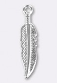5x3mm Silver Plated Feather Charmst x1