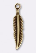 5x3mm Antiqued Brass Plated Feather Charms x1
