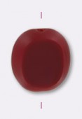 10x9mm Flat Oval Window Table Cut Bead Opaque Red x1