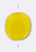 10x9mm Flat Oval Window Table Cut Bead Opaque Yellow x1