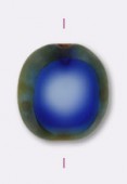 10x9mm Flat Oval Window Table Cut Bead Opaque Picasso Dark Blue  x1
