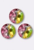 10mm Cracked Round Beads Green Pink AB x1