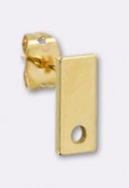 Gold Plated Rectangle Earposts With Ring For Hanging Components 11x5 mm x 1