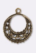 16.5 mm Antiqued Brass Plated Hearring Hoops Stamping x1