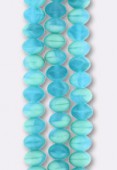 6x9mm Mix Turquoise Matte Czech Faceted Puffy Rondelles x4