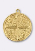18mm Gold Plated Clover Sequin Pendant x1