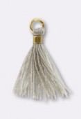 15 mm Tassel Thread Embellishment Grey W / Gold Bail x4