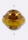 10x11mm Czech Saturn Glass Bead Rondelle Honey antique Bronze x1