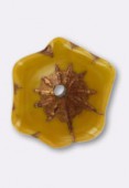 20mm Czech Alpha Flower Glass Bead Brown Antique Bronze x1