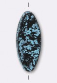 20x8mm Czech Flat Oval-Shaped Glass Bead Matte Blue Turquoise / Black x1