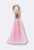 15 mm Tassel Thread Embellishment Pink W / Gold Bailr x4