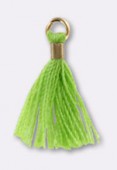 15 mm Tassel Thread Embellishment Pale Green W / Gold Bail x4