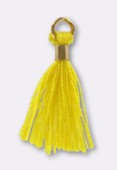 15 mm Tassel Thread Embellishment Yellow W / Gold Bail x4