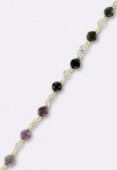 Ruby Wirewrapped Gemstone Rosary Chain, Faceted Rondelles w/ 24k Vermeil Sterling Silver Gold Plated x10cm