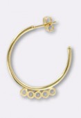 30mm Gold Plated Beading Hoops w / 5 rings x2
