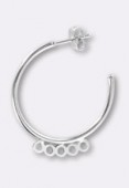 30mm Silver Plated Beading Hoops w / 5 rings x2