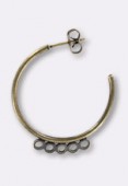 30mm Antiqued Brass Plated Beading Hoops w / 5 rings x2