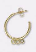 21mm Gold Plated Beading Hoops w / 3 rings x2