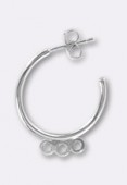 21mm Silver Plated Beading Hoops w / 3 rings x2