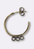 21mm Antiqued Brass Plated Beading Hoops w / 3 rings x2