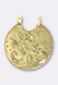 33x30mm Gold Plated Flowers Stamping Pendant  x1