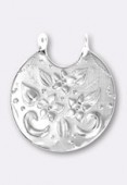 33x30mm Silver Plated Flowers Stamping Pendant  x1