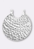 30mm Silver Plated Hammered Stamping Pendant x1