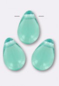 6x9mm Czech Teardrop Glass Beads Green Opal x4
