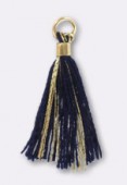 15 mm Tassel Thread Embellishment Dark Blue W / Gold Bail x4 x4